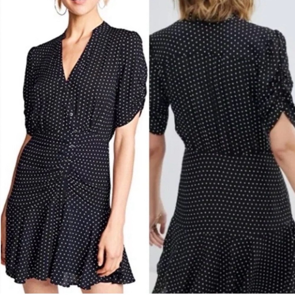 Free People Pipa Short Sleeve Polka Dot Mini Dress - Picture 2 of 8